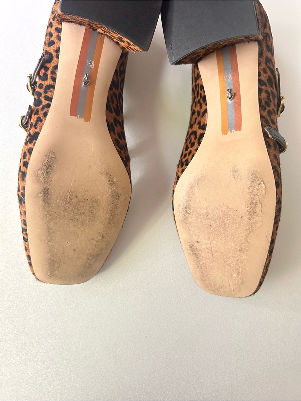 Sam Edelman Sarah Leopard Print Calf Hair Mary Jane Block Heels Size 8.5 - Picture 11 of 11